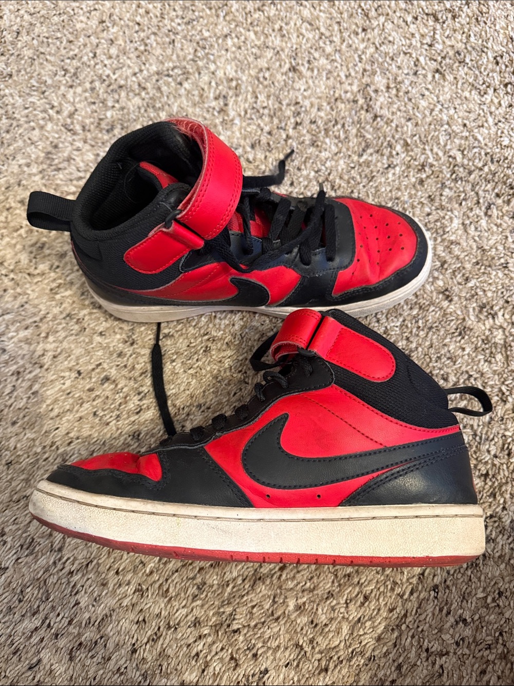 Nike Kids High-Top Sneakers in Red and Black